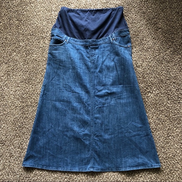 Style J Dresses & Skirts - Long Jean Denim Style J Maternity Skirt